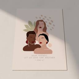 Female Illustration - 1 John 47 Printed & Shipped Modern Scripture Decor Bible Verse Prints Christian Home Print - thumbnail 3