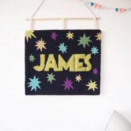 Handmade Star & Custom Nursery Wall Hanging, New Baby Present Or Naming Day Treat - thumbnail 2