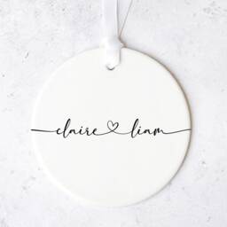 Simple Couple's Names Heart Ornament - Personalised Christmas Decoration For Couple Gift Newly Married Or Engaged Custom Name - thumbnail 2
