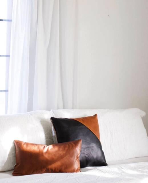 Genuine Leather Pillow Covers 12x20 20x20 - Black & Brandy Lifetime - image 1
