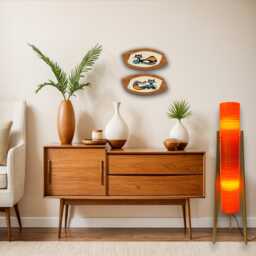 Orange Rocket Lamp Mid Century Modern Spun Fiberglass With Teak Legs