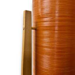 Orange Rocket Lamp Mid Century Modern Spun Fiberglass With Teak Legs - thumbnail 3
