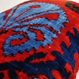 Handloom Silk Velvet Ikat Pillow Cover, Decorative Cushion - thumbnail 2
