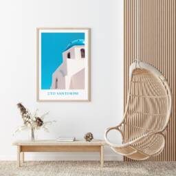 Santorini Art Print Greek Island Architecture, Summer Travel Poster - thumbnail 2