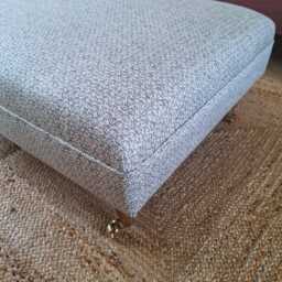 Ottoman Footstool - Custom Made Piped Edge With Castor Feet James Hare Fabric Upholstery - thumbnail 3