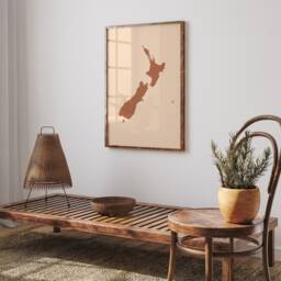 New Zealand Map Boho Wall Art Print Mid Century Travel Poster - thumbnail 3