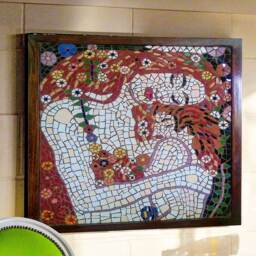 Tile Mosaic Wall Art Mother & Child Klimt Mural - thumbnail 1