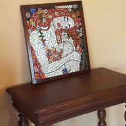 Tile Mosaic Wall Art Mother & Child Klimt Mural - thumbnail 2