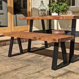 Garden Bench Handcrafted Using Sustainable Solid Wood - Trapezium Frame Ben Simpson Furniture - thumbnail 2