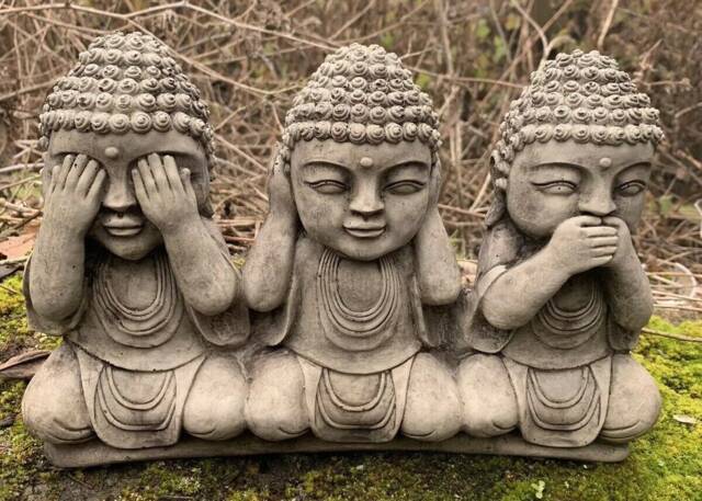 stone Garden See Hear Speak No Evil Buddha Cute Ornaments - image 1