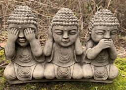 stone Garden See Hear Speak No Evil Buddha Cute Ornaments - thumbnail 1