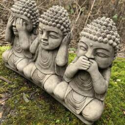 stone Garden See Hear Speak No Evil Buddha Cute Ornaments - thumbnail 2
