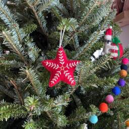 Felt Star Christmas Ornament With Snowflake Embroidery, Biodegradable Ornaments, Tree Decorations - thumbnail 3