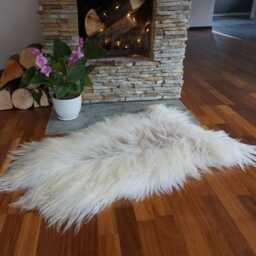 "Sheepskin Icelandic Creamy White Throw Genuine Leather Wool Carpet 48""x 28" - thumbnail 2