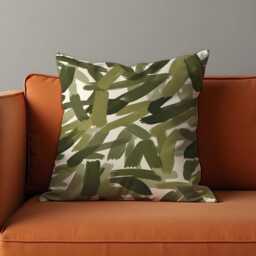 Olive Green Abstract Cushion Cover, Modern Brush Stroke Pillow Case, Minimalist Scandi Throw Case - thumbnail 4