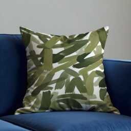 Olive Green Abstract Cushion Cover, Modern Brush Stroke Pillow Case, Minimalist Scandi Throw Case - thumbnail 3