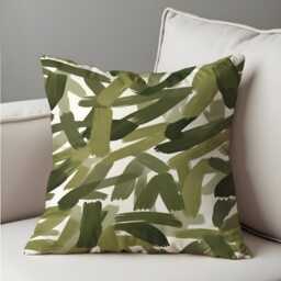 Olive Green Abstract Cushion Cover, Modern Brush Stroke Pillow Case, Minimalist Scandi Throw Case - thumbnail 2