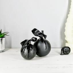 Christmas Baubles, Matte Black Skulls, Alternative Decoration, Gothic Skull, Xmas Bulb, Ceramic Tree Decor, Hand Painted, Weird Wonderful - thumbnail 3