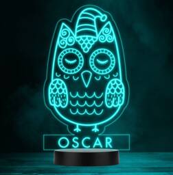 Kids Cute Sleeping Owl Personalised Gift Colour Changing Led Lamp Night Light - thumbnail 1