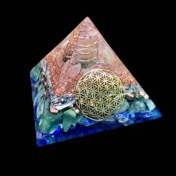 Green Adventurine Healing Orgone Pyramid Resesign Lapis Amethyst Shungite Tourmaline Quartz Handmade Sacred Geometry Flower Of Life Blue - thumbnail 2