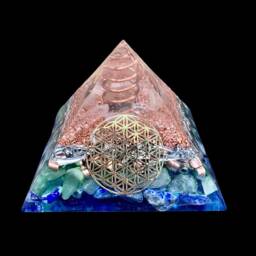 Green Adventurine Healing Orgone Pyramid Resesign Lapis Amethyst Shungite Tourmaline Quartz Handmade Sacred Geometry Flower Of Life Blue - thumbnail 3