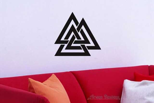 Valknut Vinyl Wall Art, Odin Decal, Viking Sticker, Norse Warrior's Knot, Asatru Heathen - image 1