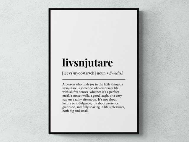 Livsnjutare Swedish Word Definition Scandinavian Gift Wall Art Print - image 1