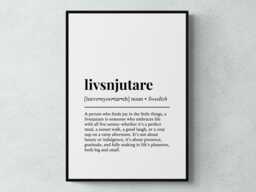 Livsnjutare Swedish Word Definition Scandinavian Gift Wall Art Print - thumbnail 1