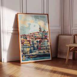 Porto Cityscape Poster Portugal Travel Art Print - thumbnail 3