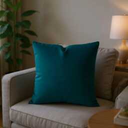 Teal Blue Velvet Cushion Covers - Soft Matt Size Choice, Square & Lumbar Pillows - thumbnail 2