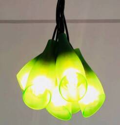 Frosted Green Light Fixture - Chandelier Ceiling Lamp Made From Wine Bottles For Home, Bar & Kitchen - thumbnail 3