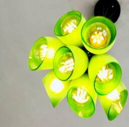 Frosted Green Light Fixture - Chandelier Ceiling Lamp Made From Wine Bottles For Home, Bar & Kitchen - thumbnail 2