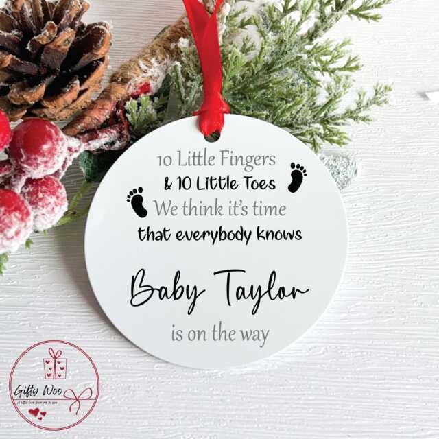 Personalised Baby Scan Bauble - Christmas Gift From The Bump Tree Decoration Sonogram Preganancy Announcement - image 1