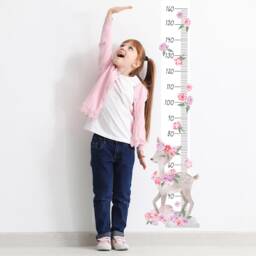 Wall Decor Height Chart Baby Deer Pink, Nursery Wall Art, Childrens Wallpaper, Kids Room Decals, Animal