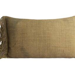 Handwoven Karen Textile Pillow Cover, Brown Tribal Lumbar Cushion, 12x20 - thumbnail 2