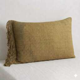 Handwoven Karen Textile Pillow Cover, Brown Tribal Lumbar Cushion, 12x20 - thumbnail 1