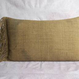 Handwoven Karen Textile Pillow Cover, Brown Tribal Lumbar Cushion, 12x20 - thumbnail 3