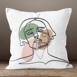 Line Art Face Themed Throw Pillow Case/Abstract Cartoon Woman Cushion Cover/Boho Illustration/Body Silhouette/Modern Wedding Gift - thumbnail 2