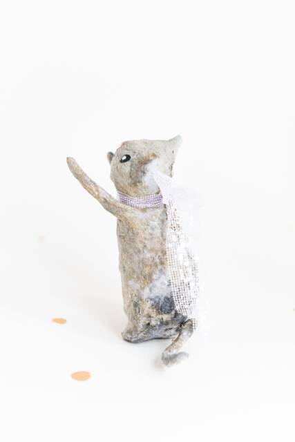 Vintage Inspired Cotton Spun Bow Cat - image 1
