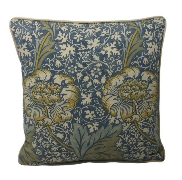 William Morris - Kennet Sea Blue/Lichen Contrast Piped Cushion Cover Throw Pillow Designer Home Decor - image 1