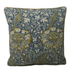 William Morris - Kennet Sea Blue/Lichen Contrast Piped Cushion Cover Throw Pillow Designer Home Decor - thumbnail 1