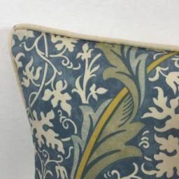 William Morris - Kennet Sea Blue/Lichen Contrast Piped Cushion Cover Throw Pillow Designer Home Decor - thumbnail 2