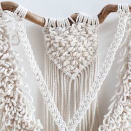 Macrame Wall Hanging - Cotton Rope Tapestry With Corylus Branch - thumbnail 3