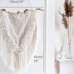 Macrame Wall Hanging - Cotton Rope Tapestry With Corylus Branch - thumbnail 4
