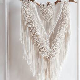 Macrame Wall Hanging - Cotton Rope Tapestry With Corylus Branch - thumbnail 2