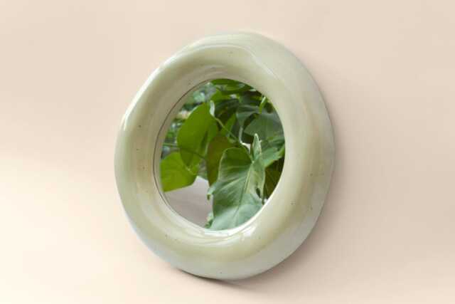 Handmade Cream Sculptural Mirror - Vanity Wall Abstract Organic Shape Minimal Aesthetic Statement Decor - image 1