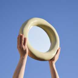Handmade Cream Sculptural Mirror - Vanity Wall Abstract Organic Shape Minimal Aesthetic Statement Decor - thumbnail 3