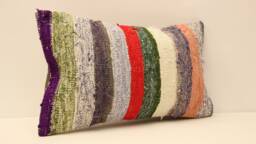 Turkish Kilim Lumbar Pillow 12x20 Boho Pillow Bohemian Cushion Navajo Rugturkish Cover Armchair Case 4Oef-434 - thumbnail 1