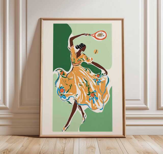 Tennis Wall Art Print, Modern Sports Poster With Player Illustration, Athletic Artwork For Game Room, Bold Contemporary Home Decor - image 1