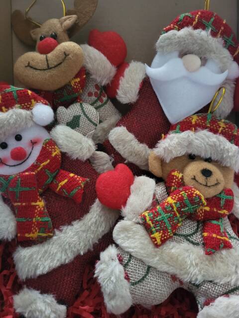 Festive Hanging Christmas Tree Decoration Bauble Soft Santa Snowman Reindeer Teddy - image 1